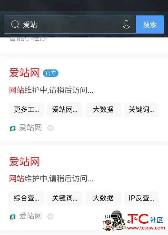 知名站长工具服务商 爱站网突然关站 TC辅助网www.tcsq1.com4937