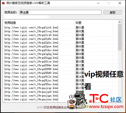 枫叶爱奇艺视频搜索+VIP解析工具 TC辅助网www.tcsq1.com2227