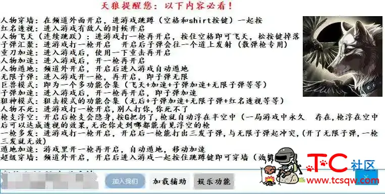 枪林弹雨天狼辅助1.5免费分享 TC辅助网www.tcsq1.com9869