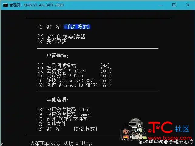 智能激活脚本KMS v38中文版 家庭中文版,TC辅助网www.tcsq1.com4880