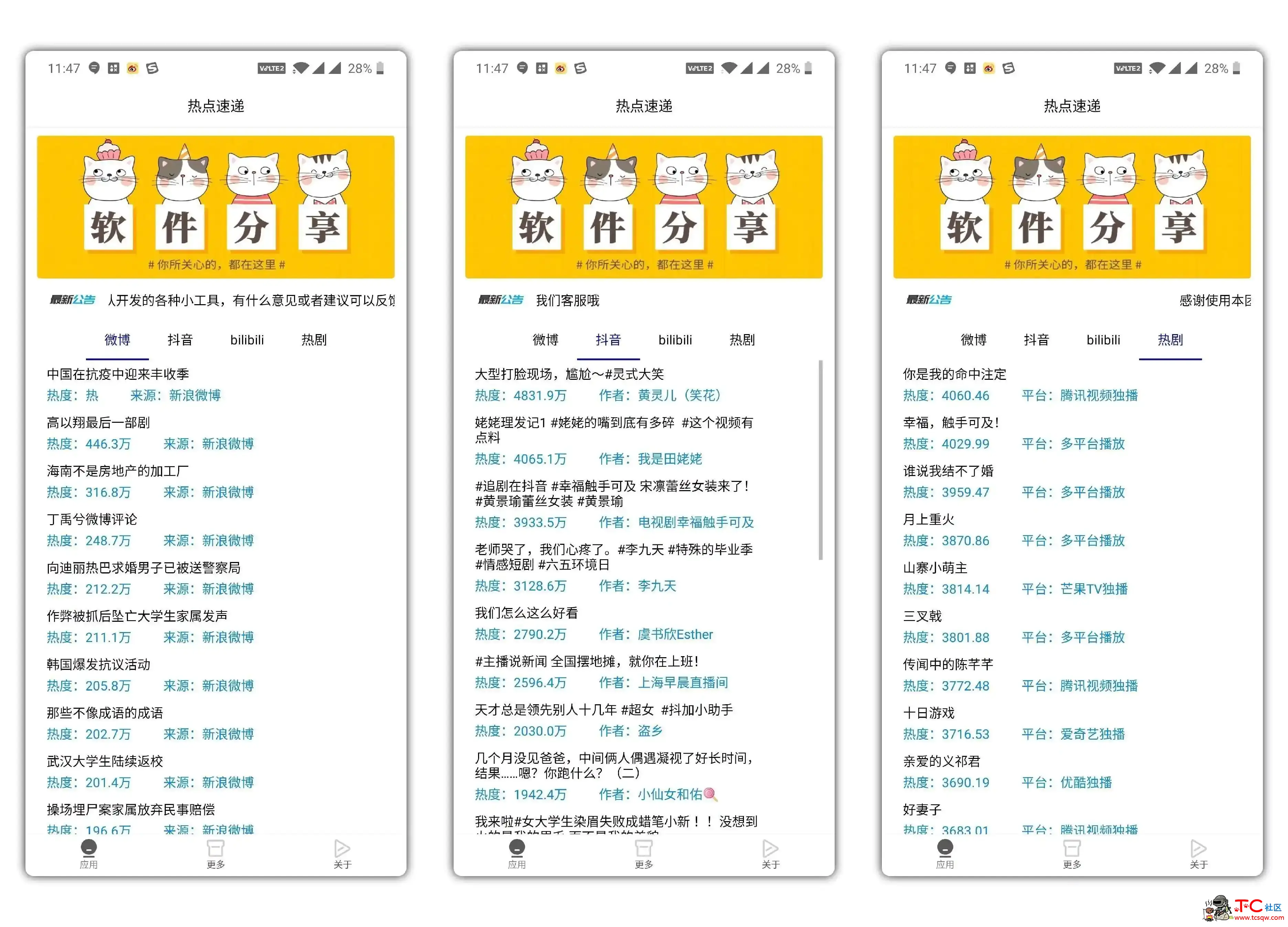 热点速递 集成了微博、抖音、B站等多平台为一体！ TC辅助网www.tcsq1.com9475