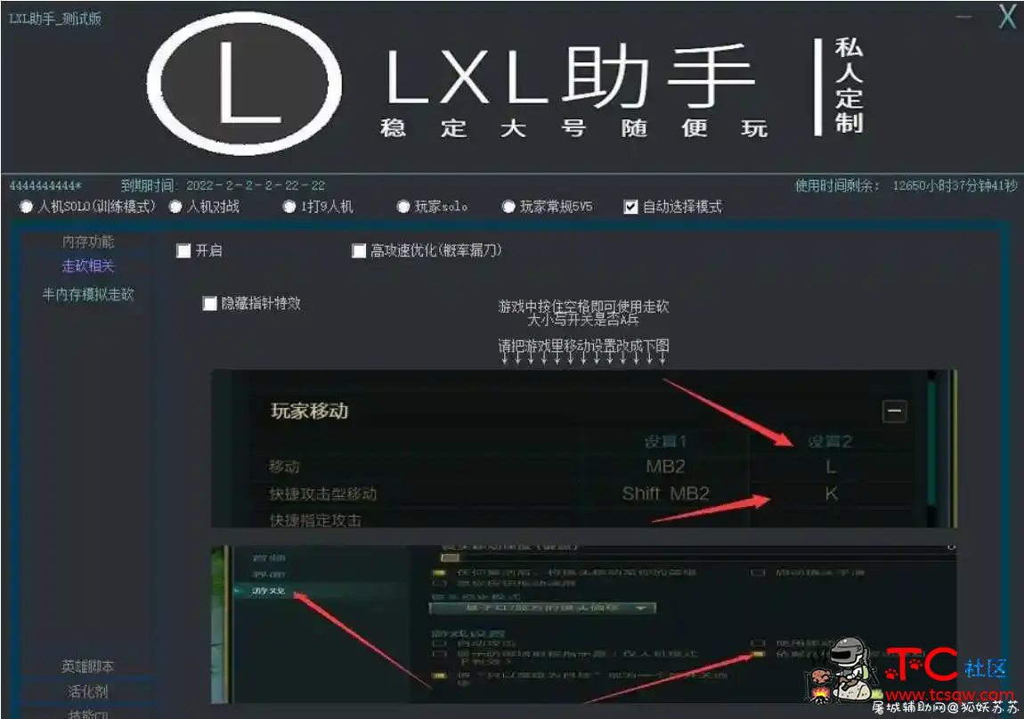 LOL英雄联盟LXL助手内存模拟走砍无限视距技能CD破解 TC辅助网www.tcsq1.com106