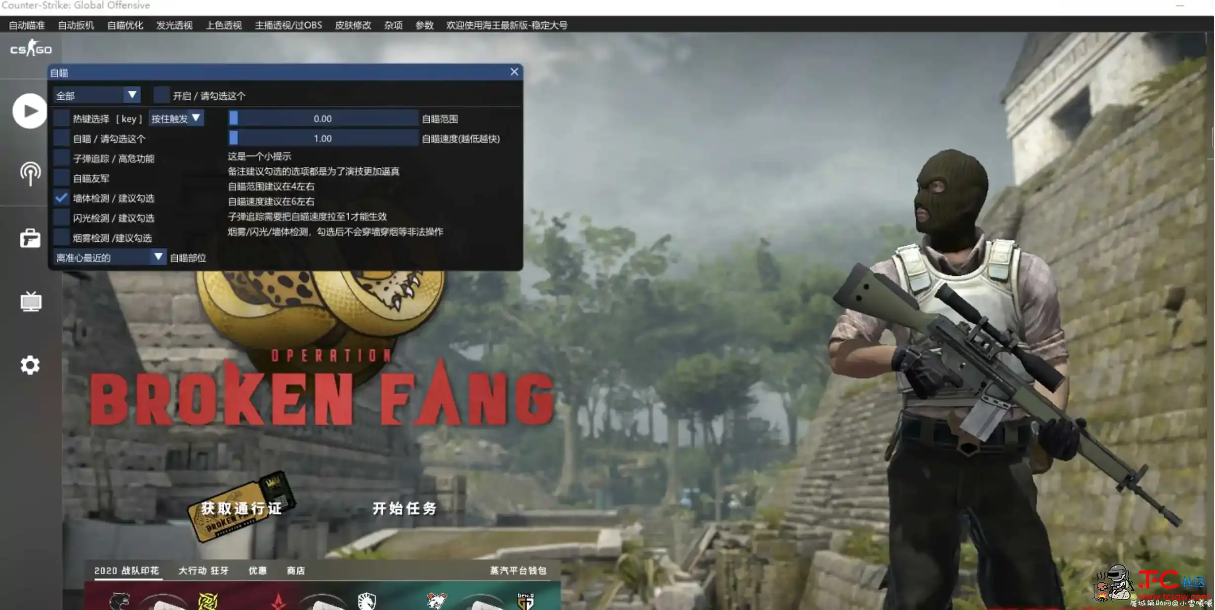 CSGO海王绿色自瞄透视无VAC最新破解 TC辅助网www.tcsq1.com7868