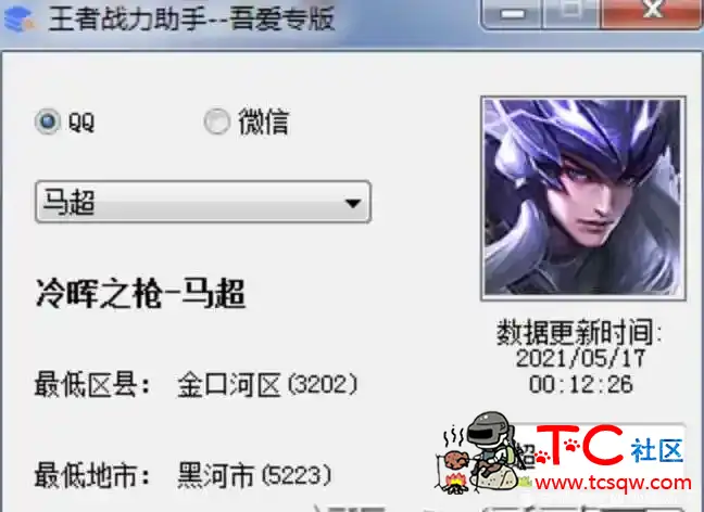 王者战力查询助手 练手简单程序 TC辅助网www.tcsq1.com7122