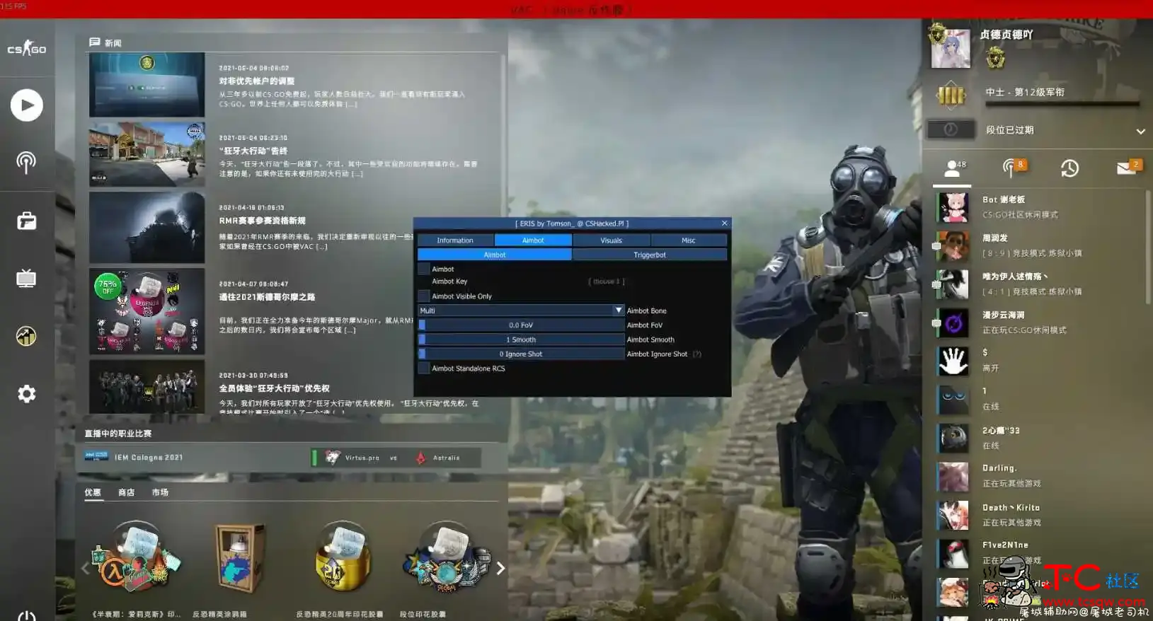 CSGO ERIS国外制作外部功能辅助 [ 支持头号特训 ] TC辅助网www.tcsq1.com1995
