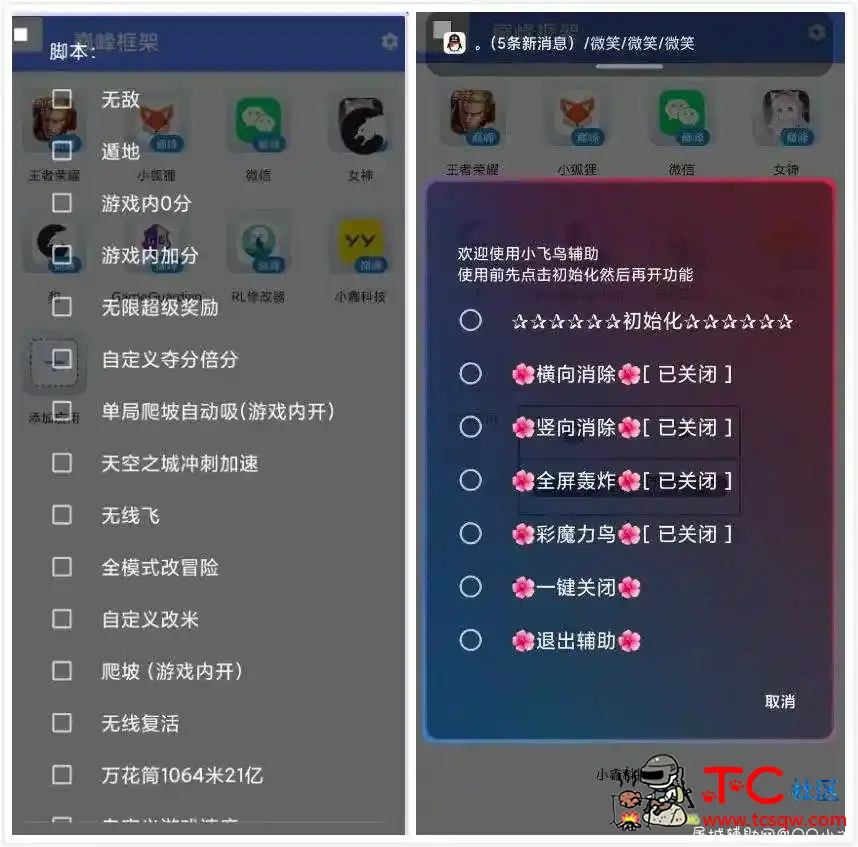 天天酷跑+开心消消乐+QQ飞车+三国无双等多功能脚本 TC辅助网www.tcsq1.com5394