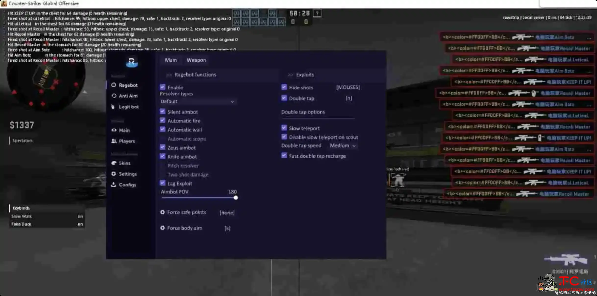 CSGO Rawetrip免费作弊带暴力HVH参数 TC辅助网www.tcsq1.com5054