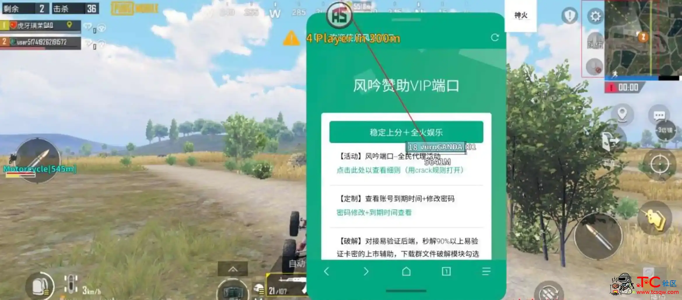 PUBG国际服风吟子半裸奔子追汉化插件 TC辅助网www.tcsq1.com4039