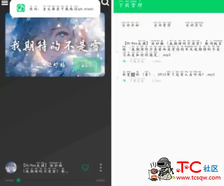 QB音乐v1.1 夜雨免费听免费下载 TC辅助网www.tcsq1.com9916