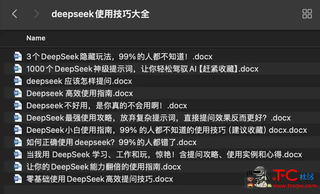 DeepSeek使用技巧大全 TC辅助网www.tcsq1.com5921