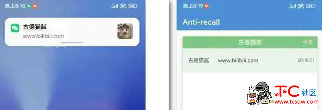 Anti-recall一款QQ/微信消息防撤回App TC辅助网www.tcsq1.com3289