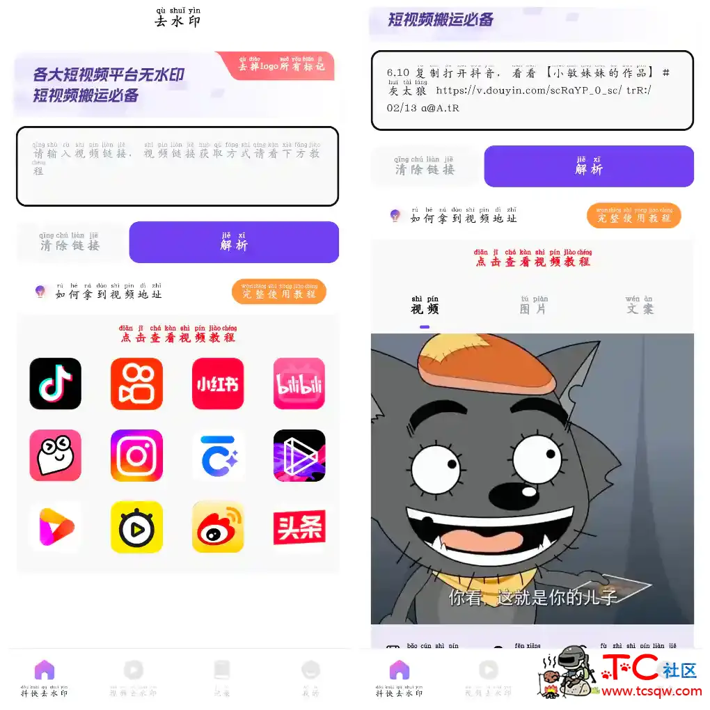 全能去水印V9.9.9 抖音快手小红书无水印下载 TC辅助网www.tcsq1.com6643