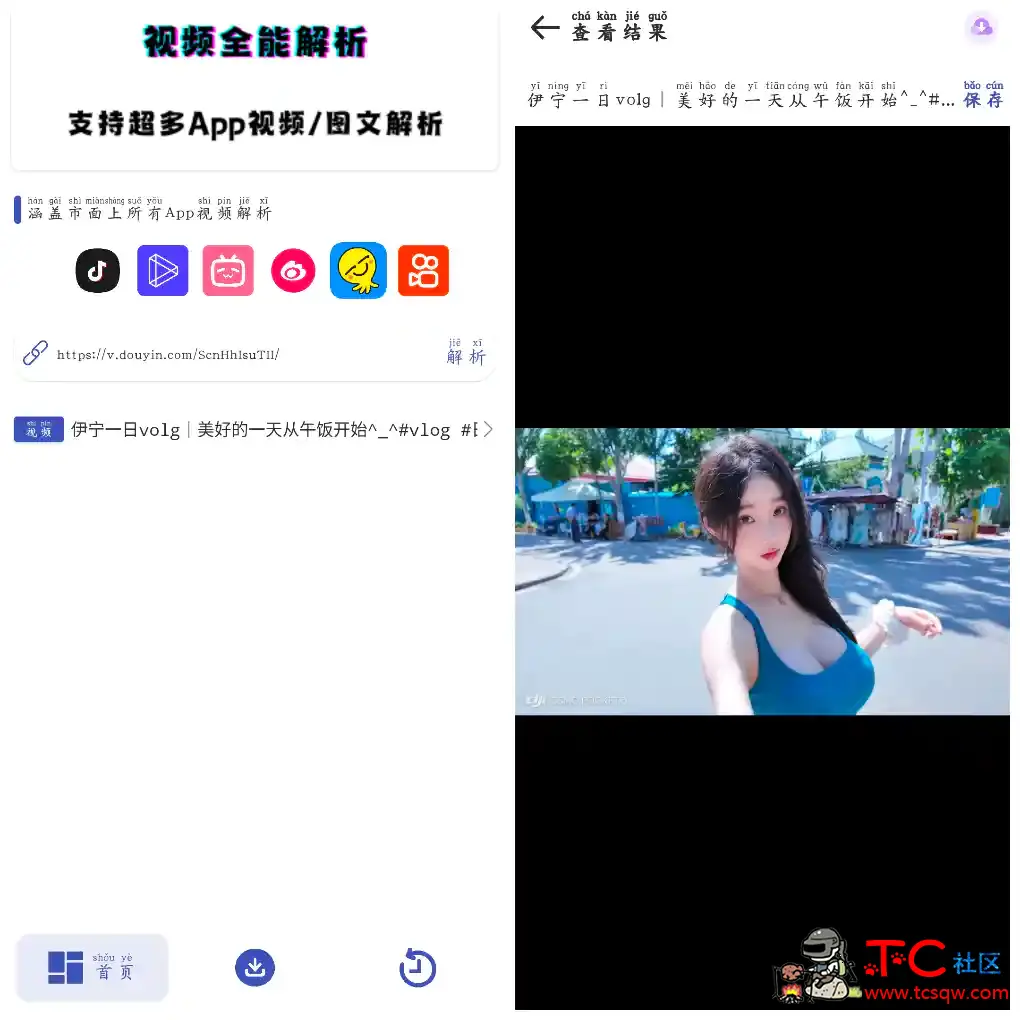 聚合解析助手v1.0 抖音 快手等短视频平台无水印下载 TC辅助网www.tcsq1.com1535