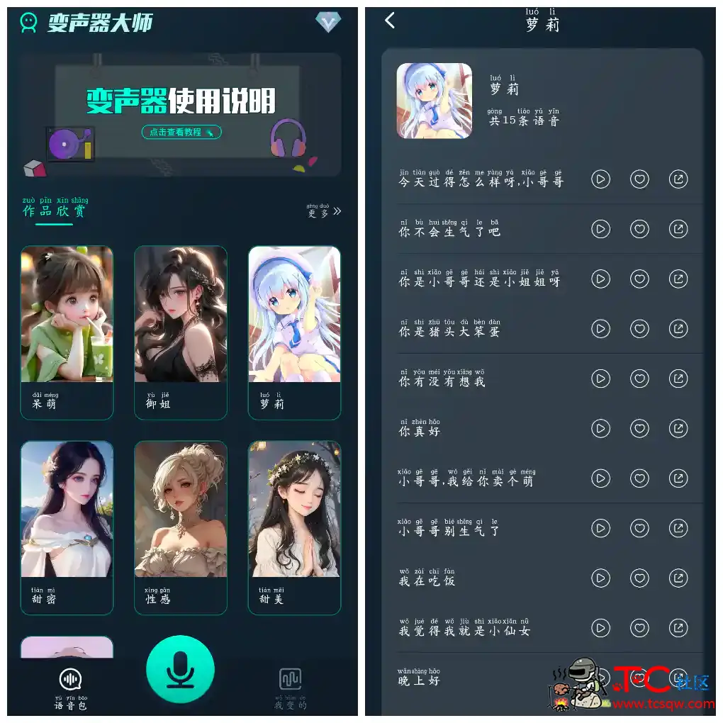 魔法变声器v1.12会员版 多种趣味变声效果随意选 TC辅助网www.tcsq1.com8009